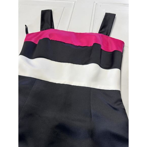 Vintage Jessica Mcclintock For Gunne Sax Dress Black Pink White Satin Size 5 - Picture 3 of 8